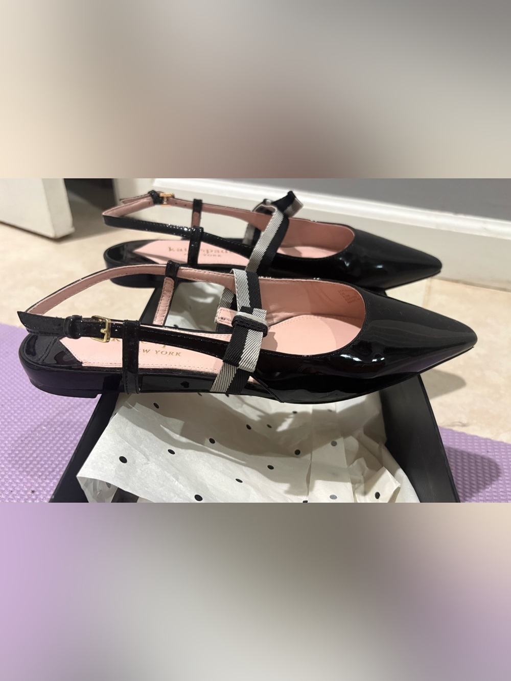 Kate Spade Maritza Flat in Black Patent